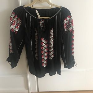 Ulla Johnson Embroidered Peasant Blouse